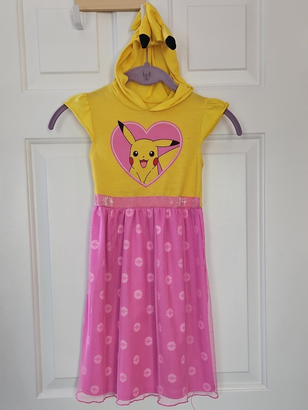 Pokemon Yellow & Pink Pikachu Heart Hooded Dress